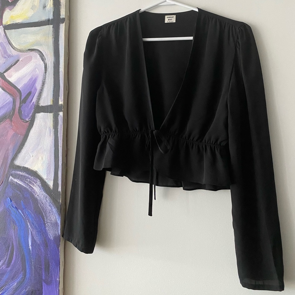 Sunday Best Cropped Black Blouse